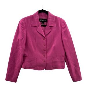 Linda Allard Ellen Tracy Womens Blazer Pink Pockets Long Sleeve Notch Lapel 6
